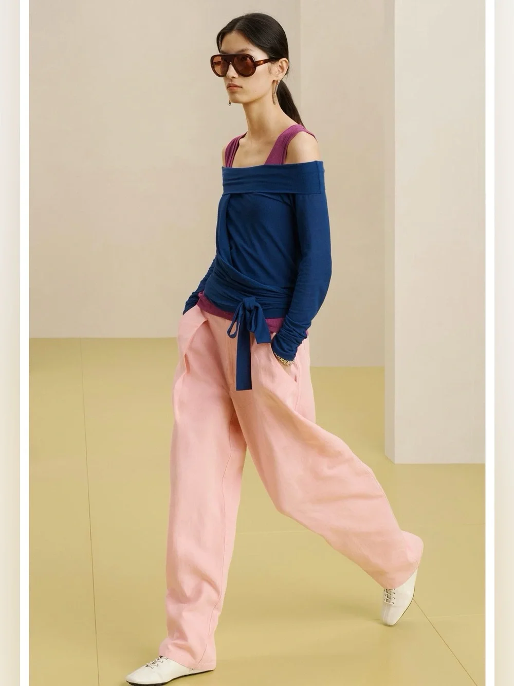 ZARA SRPLS FLD PNT 16 - Pink Linen Lyocell Flowing Cargo Utility Pants XS